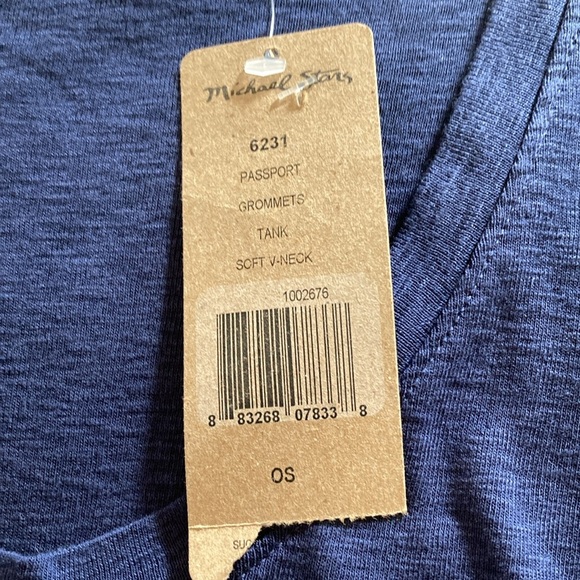 Michael Stars grommet soft v-neck tank is navy blue women’s new ruched - Picture 4 of 11